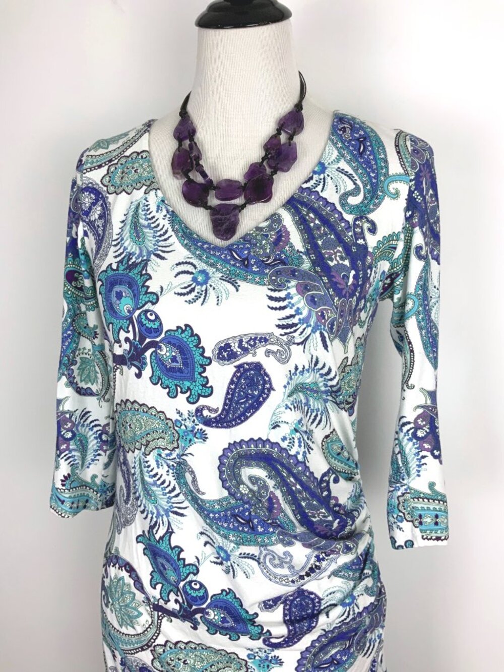 Kuny Barcelona Spanish Resort Wear Paisley Rushed Dress Sz 6 - Picture 3 of 16